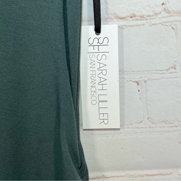 Sarah Liller SLSF Dress Womens Size Small Green Ruched Tank Midi Stretch NEW - Picture 6 of 10